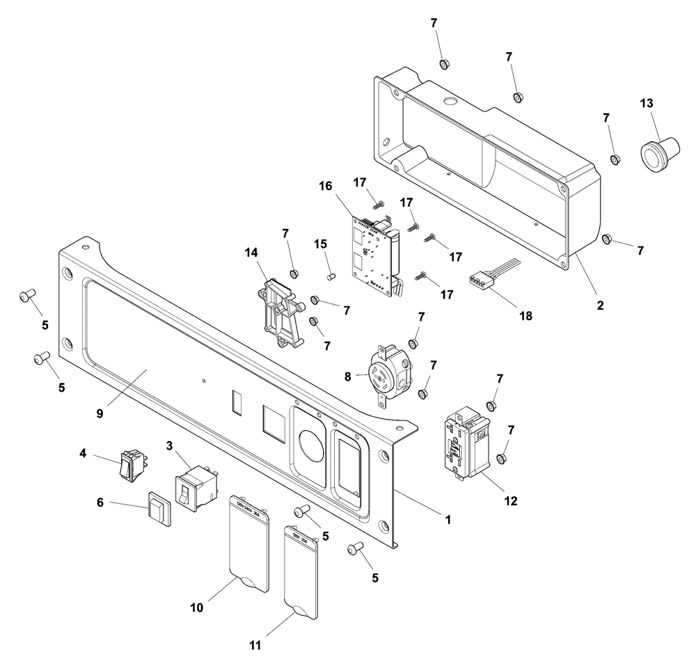 Control Panel Diagram and Parts List for 030746-02  Briggs and Stratton Generator